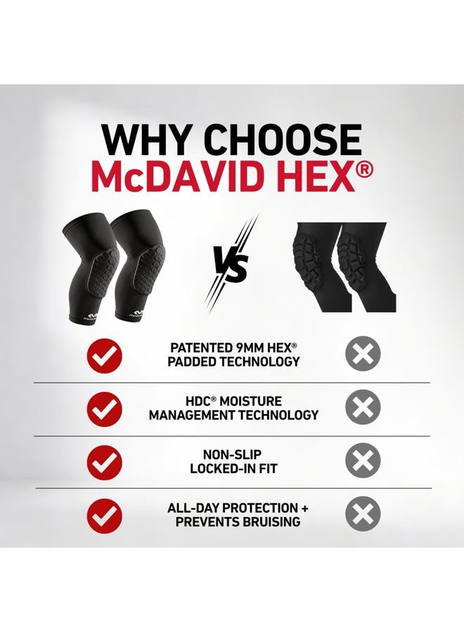McDavid Knee Compression Sleeves: McDavid Hex Knee Pads Compression Leg Sleeve for Basketball, Volleyball, Weightlifting, and More - Pair of Sleeves Adult: LARGE - Image 5