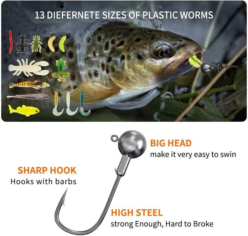 Luckam Fishing Lures Kit for Freshwater Bait Tackle Kit for Bass Trout Salmon Fishing Accessories Tackle Box Including Spoon Lures Soft Plastic Worms Crankbait Jigs Fishing Hooks - Image 3
