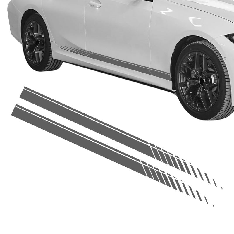 Rebvugr 2PCS Sports Racing Stripe Graphic Stickers Car Decals Auto Body Side Sport Racing Stripe Graphic Sticker Car Decoration Accessories Vinyl DIY Modified Stripes Decal for Most Vehicles Gray - Image 3