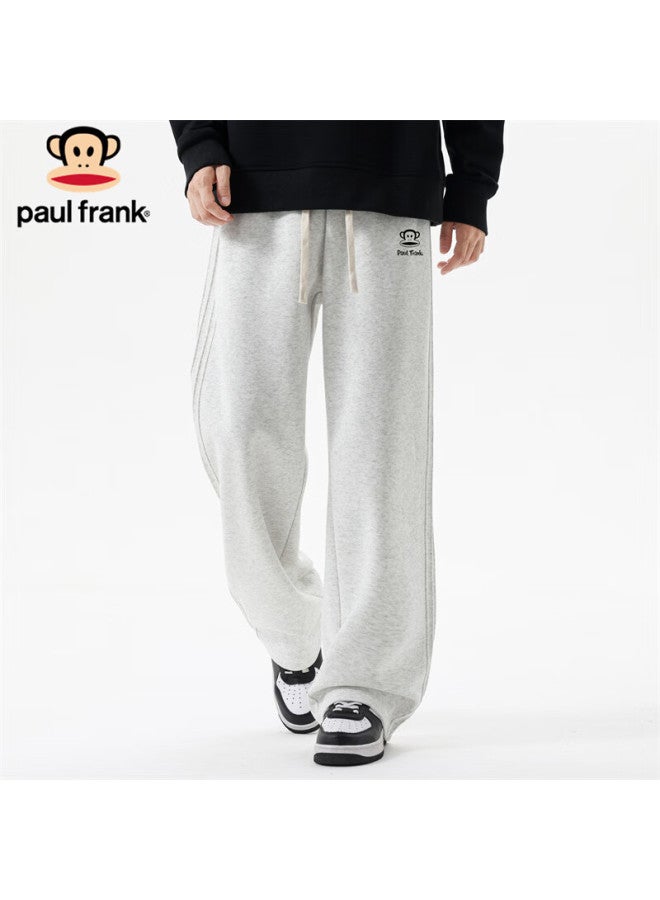 Paul Frank Heavyweight Sweatpants Men Winter Thick Warm Casual Loose Wide-leg Pants Light Gray 3XL - Image 2