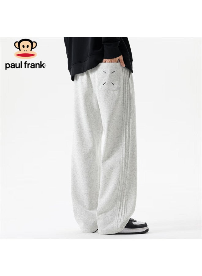 Paul Frank Heavyweight Sweatpants Men Winter Thick Warm Casual Loose Wide-leg Pants Light Gray 3XL - Image 1