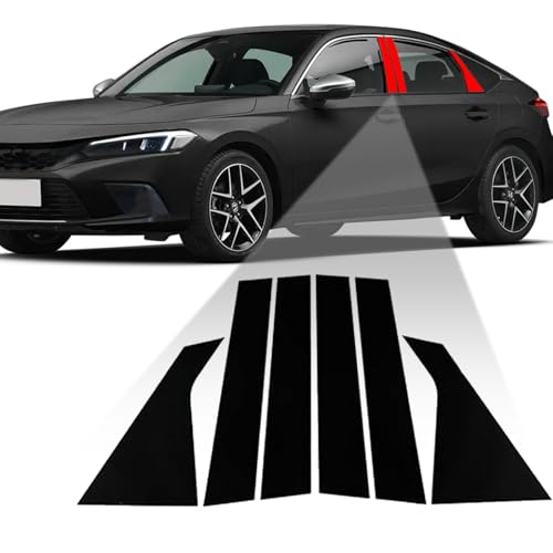TOTITOM Side Door Window Cover Trim, 6 Pcs Exterior Door Window Pillar Posts Trim Stickers for Compatible with Honda Civic Sedan 10th Gen 2016 2017 2018 2019 2020 2021 Accessories (Glossy Black) - Image 1