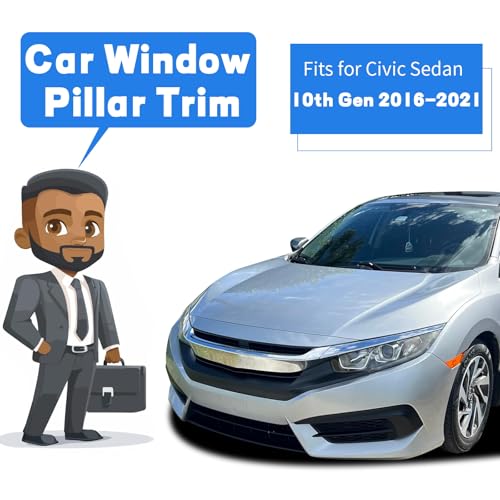 TOTITOM Side Door Window Cover Trim, 6 Pcs Exterior Door Window Pillar Posts Trim Stickers for Compatible with Honda Civic Sedan 10th Gen 2016 2017 2018 2019 2020 2021 Accessories (Glossy Black) - Image 2