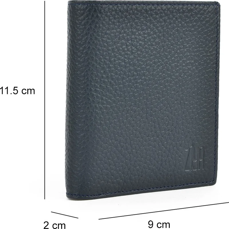 زيا Men's Leather Wallet 1519841ZD03 Navy Blue