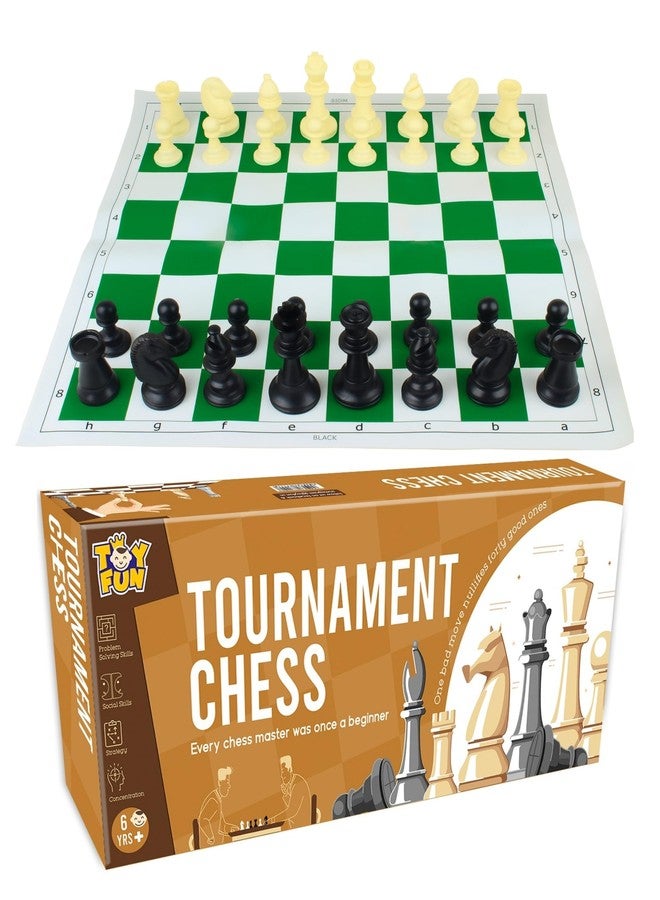 SARTHAM Chess Tournament Set | 17'' X 17'' (Inches) - for Professional Chess Players - Green and White Foldable Travelling Mat, Adult 32pieces - Image 1