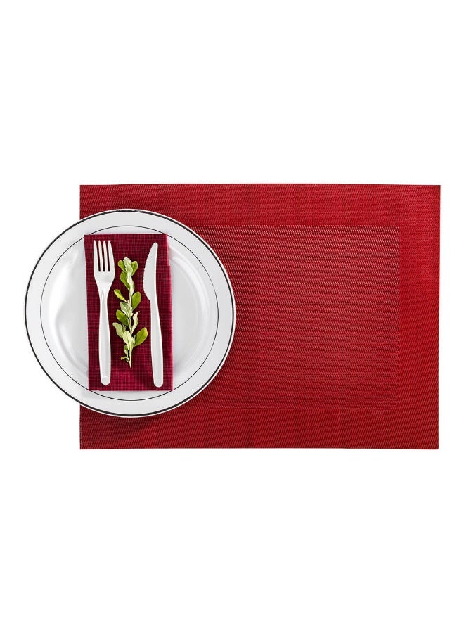 Restaurantware حصائر طاولة فينيل جنيف 16 بوصة × 12 بوصة، 6 حصائر طعام مقاومة للحرارة - مقاومة للبقع، قابلة للغسل، حصائر مطبخ فينيل حمراء، منسوجة، للحفلات وطاولات الطعام - Image 2
