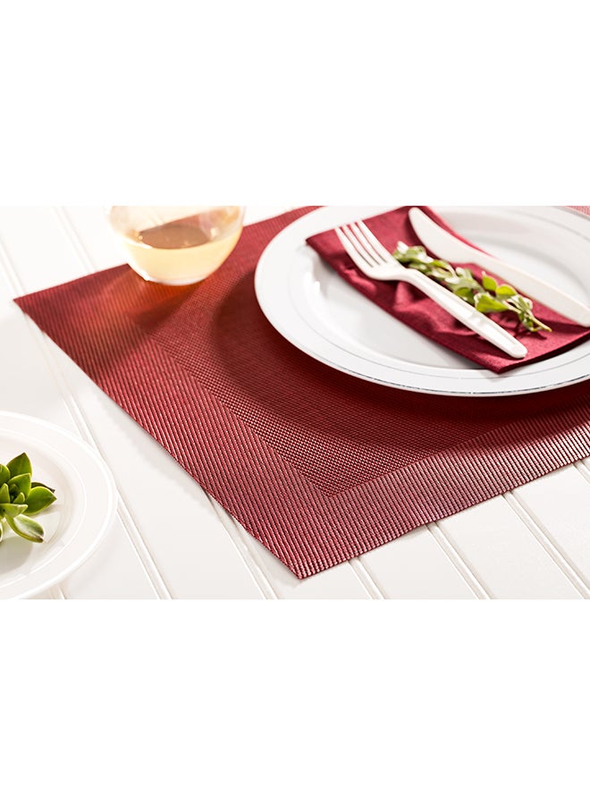 Restaurantware حصائر طاولة فينيل جنيف 16 بوصة × 12 بوصة، 6 حصائر طعام مقاومة للحرارة - مقاومة للبقع، قابلة للغسل، حصائر مطبخ فينيل حمراء، منسوجة، للحفلات وطاولات الطعام - Image 5