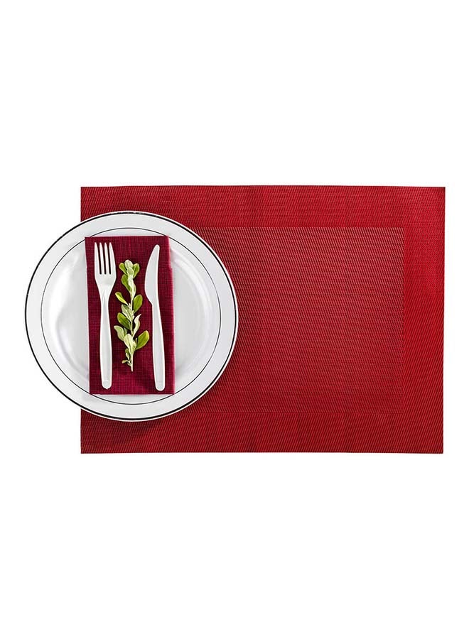Restaurantware حصائر طاولة فينيل جنيف 16 بوصة × 12 بوصة، 6 حصائر طعام مقاومة للحرارة - مقاومة للبقع، قابلة للغسل، حصائر مطبخ فينيل حمراء، منسوجة، للحفلات وطاولات الطعام - Image 4