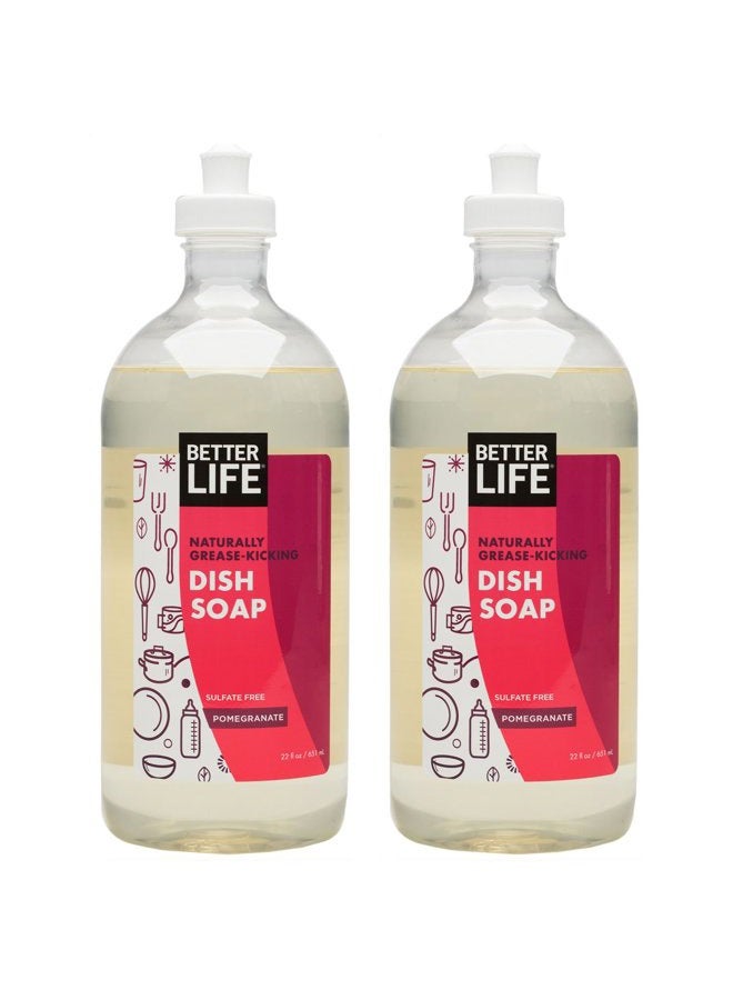 Better Life صابون أطباق خالي من الكبريتات، قوي على الشحوم ولطيف على اليدين، برتقالة الرمان، 22 أونصة (عبوة من 2) - Image 1