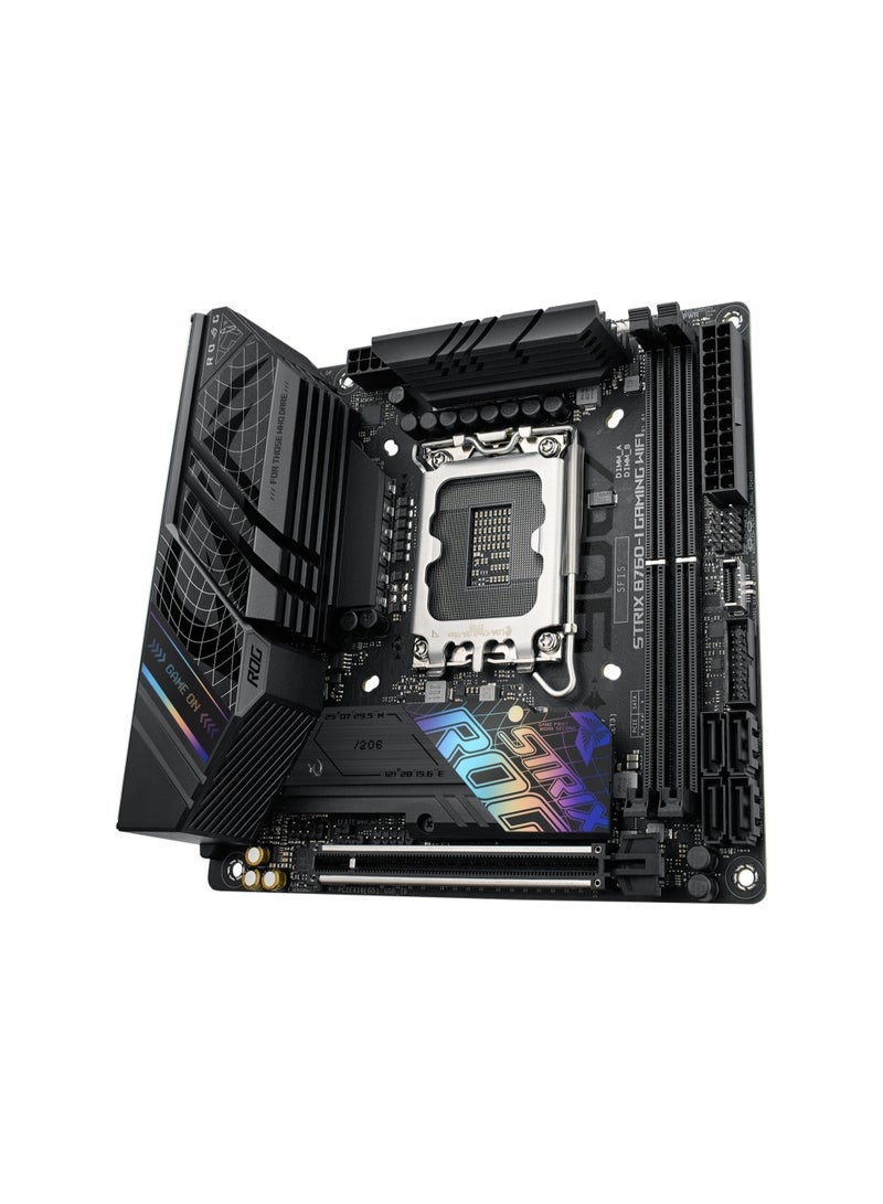 ASUS ROG Strix B760‑I Gaming WiFi Mini‑ITX Motherboard – LGA1700, DDR5 7600MHz OC, PCIe 5.0, 2× M.2 NVMe, 4× SATA, Wi‑Fi 6E, 2.5Gb LAN, HDMI 2.1/DP, AI Networking & Noise Cancel | 90MB1D90-M1EAY0 - Image 4