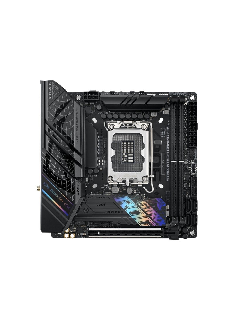 ASUS ROG Strix B760‑I Gaming WiFi Mini‑ITX Motherboard – LGA1700, DDR5 7600MHz OC, PCIe 5.0, 2× M.2 NVMe, 4× SATA, Wi‑Fi 6E, 2.5Gb LAN, HDMI 2.1/DP, AI Networking & Noise Cancel | 90MB1D90-M1EAY0 - Image 1