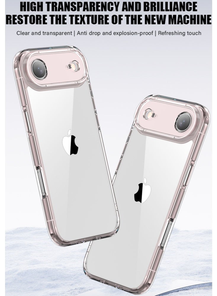 آيفون 17 حالة الهواء الشفافة ، واضحة الكريستال مع وسائد الهواء 4 الزاوية ورفعت حراس الكاميرا ، مضادة للصفراء والصدمات العسكرية ، الوردي - Image 1