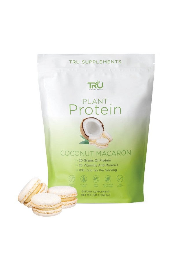TRU Supplements Plant Based Protein Powder, BCAA, EAA, 20g Vegan Brown Rice & Pea Protein, 100 Calories, 27 Vitamins, No Artificial Flavors 25 Servings (Coconut Macaron) - Image 1