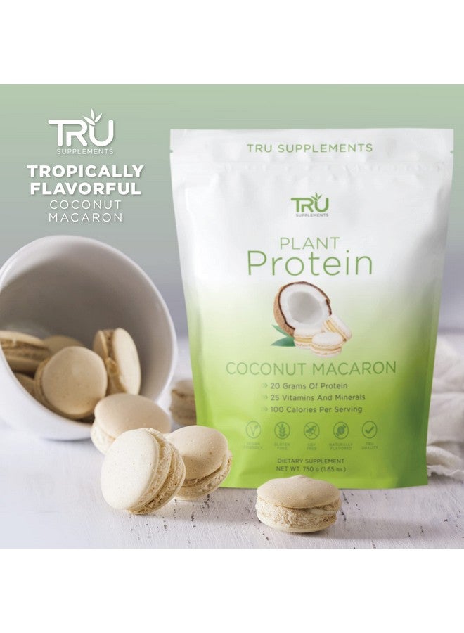 TRU Supplements Plant Based Protein Powder, BCAA, EAA, 20g Vegan Brown Rice & Pea Protein, 100 Calories, 27 Vitamins, No Artificial Flavors 25 Servings (Coconut Macaron) - Image 3