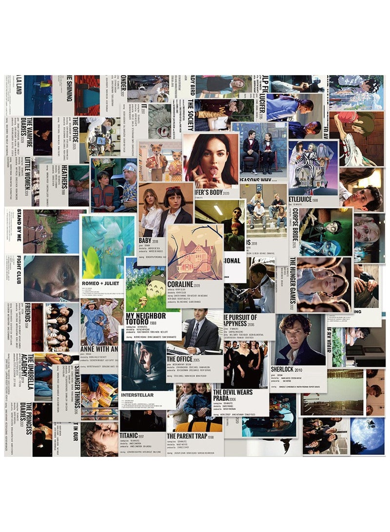 64 Piece Classic Films Styles Waterproof Sticker Set Literary Poster Type Sticker HD Fine Color Printing Suitable for Laptop Skateboard Luggage DIY - Image 2