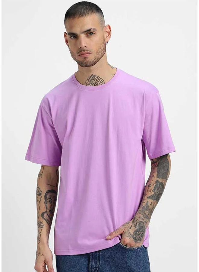 فيردو تيشيرت فيردو قطن نقي مقاس كبير نصف كم للرجال لون ليلاك