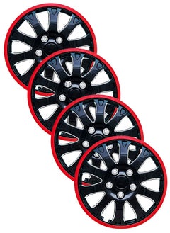 EMTC Pack of 4 EM-3105 Taiwan Wheel Cover | 14" Inch | Black Red Universal Nested Style  - Image 1