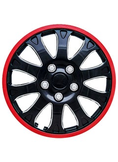 EMTC Pack of 4 EM-3105 Taiwan Wheel Cover | 14" Inch | Black Red Universal Nested Style  - Image 2