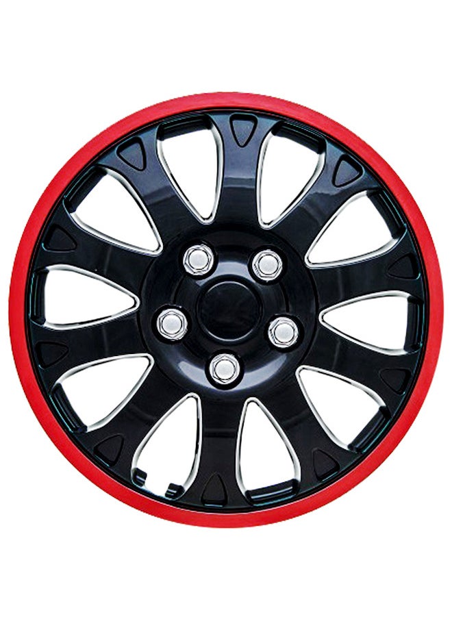 EMTC Pack of 4 EM-3105 Taiwan Wheel Cover | 14" Inch | Black Red Universal Nested Style  - Image 2