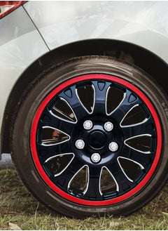 EMTC Pack of 4 EM-3105 Taiwan Wheel Cover | 14" Inch | Black Red Universal Nested Style  - Image 3