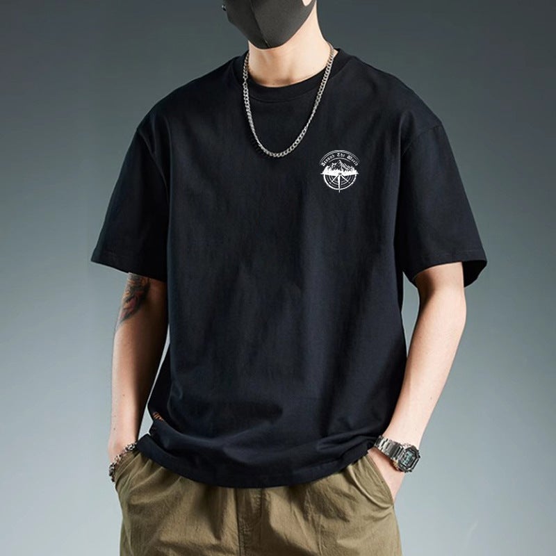American short-sleeved t-shirt for men's summer 2025 new heavyweight pure cotton trendy neutral style printed student T-shirt - Image 4