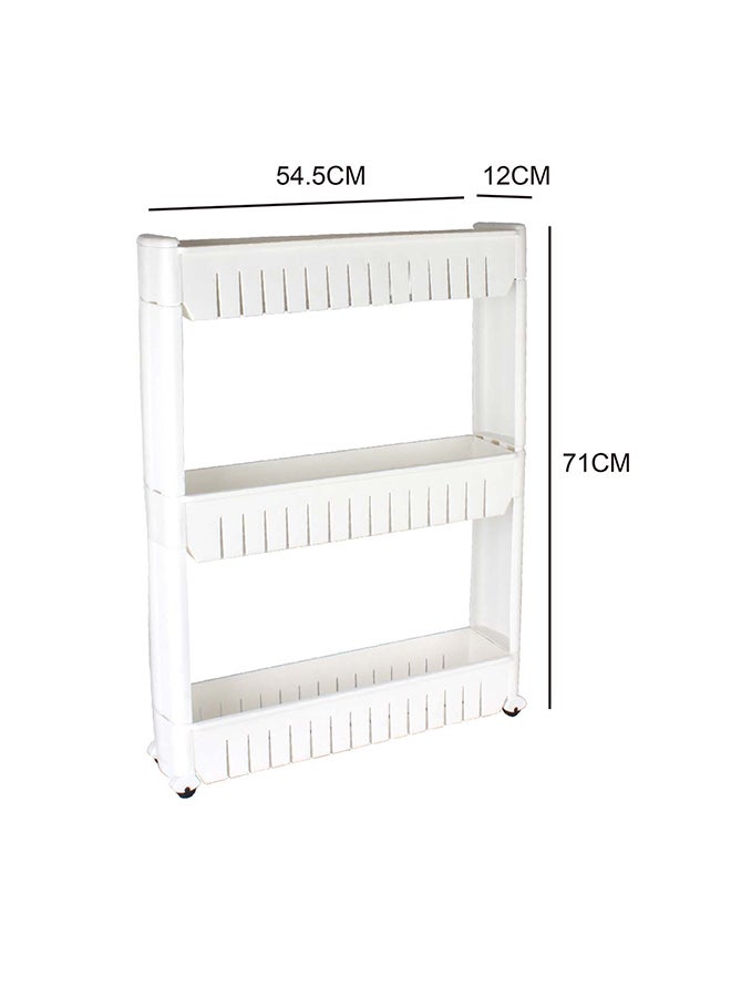 Noon East 3-Layer White Plastic Storage Rack With Wheels – 54.5 × 12 × 71 Cm Freestanding Organizer For Kitchen, Bathroom Or Closet - Image 2
