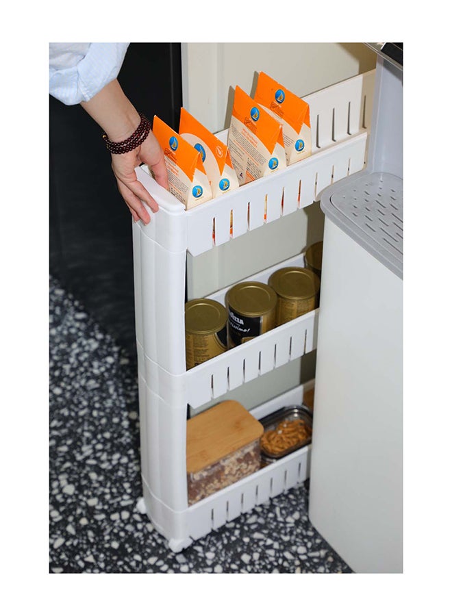 Noon East 3-Layer White Plastic Storage Rack With Wheels – 54.5 × 12 × 71 Cm Freestanding Organizer For Kitchen, Bathroom Or Closet - Image 3