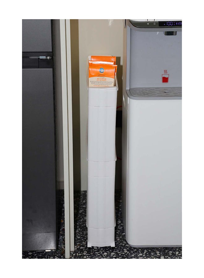 Noon East 3-Layer White Plastic Storage Rack With Wheels – 54.5 × 12 × 71 Cm Freestanding Organizer For Kitchen, Bathroom Or Closet - Image 4