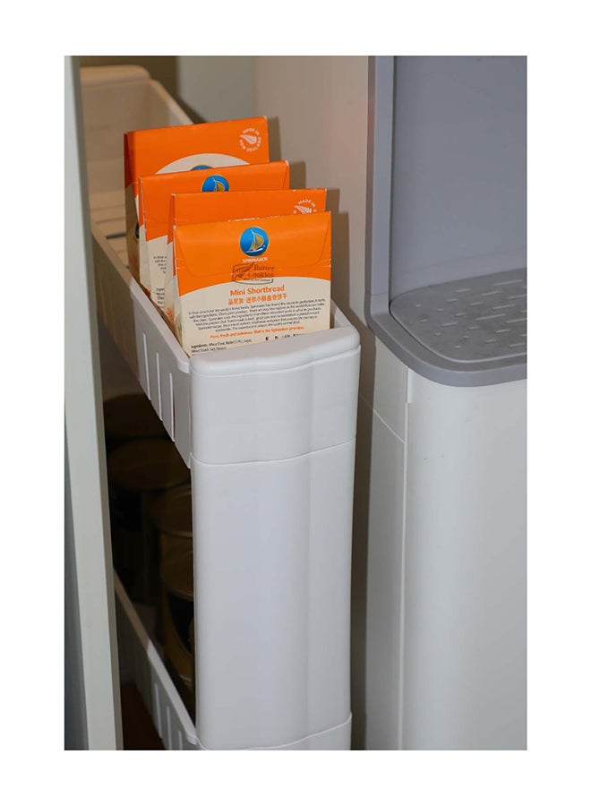 Noon East 3-Layer White Plastic Storage Rack With Wheels – 54.5 × 12 × 71 Cm Freestanding Organizer For Kitchen, Bathroom Or Closet - Image 5