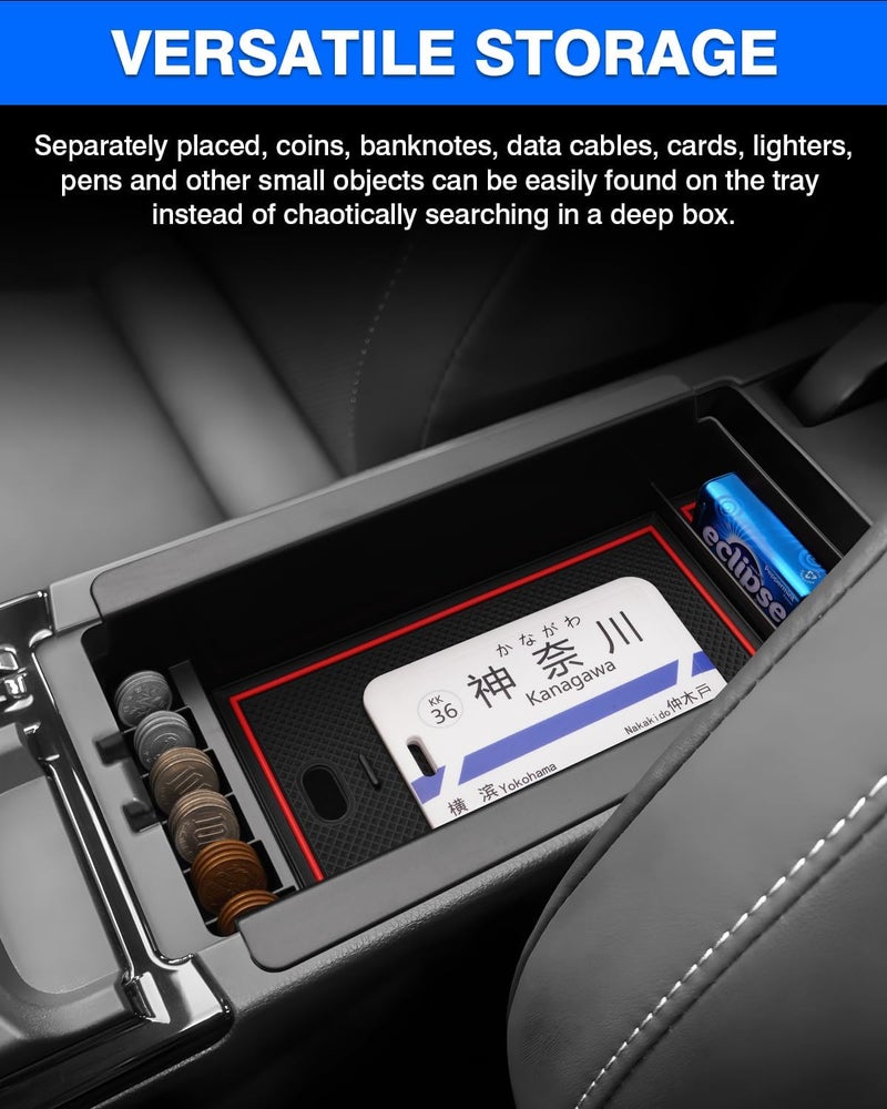 Autorder Center Console Organizer for 2023-2026 Toyota Prius Accessories Armrest Storage Box Secondary Insert Tray with 2 Color Mats - Image 3