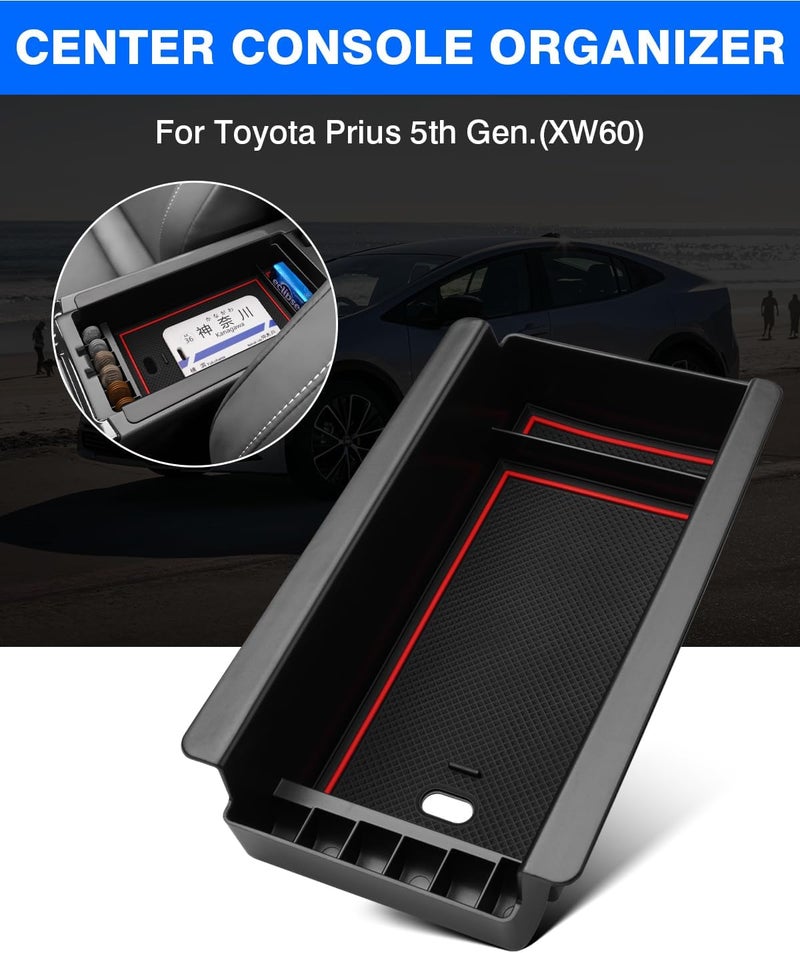 Autorder Center Console Organizer for 2023-2026 Toyota Prius Accessories Armrest Storage Box Secondary Insert Tray with 2 Color Mats - Image 2