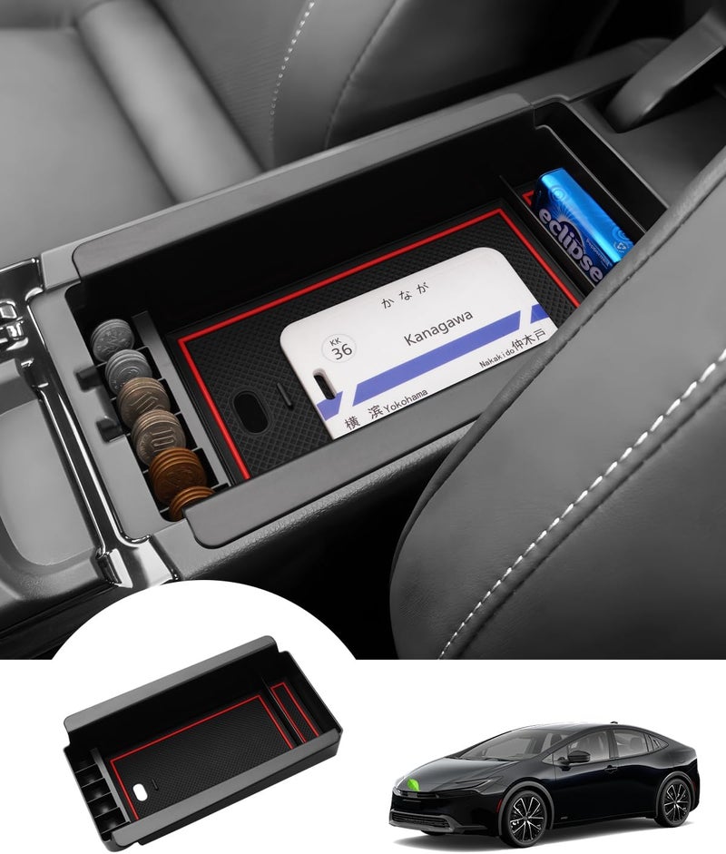 Autorder Center Console Organizer for 2023-2026 Toyota Prius Accessories Armrest Storage Box Secondary Insert Tray with 2 Color Mats - Image 1