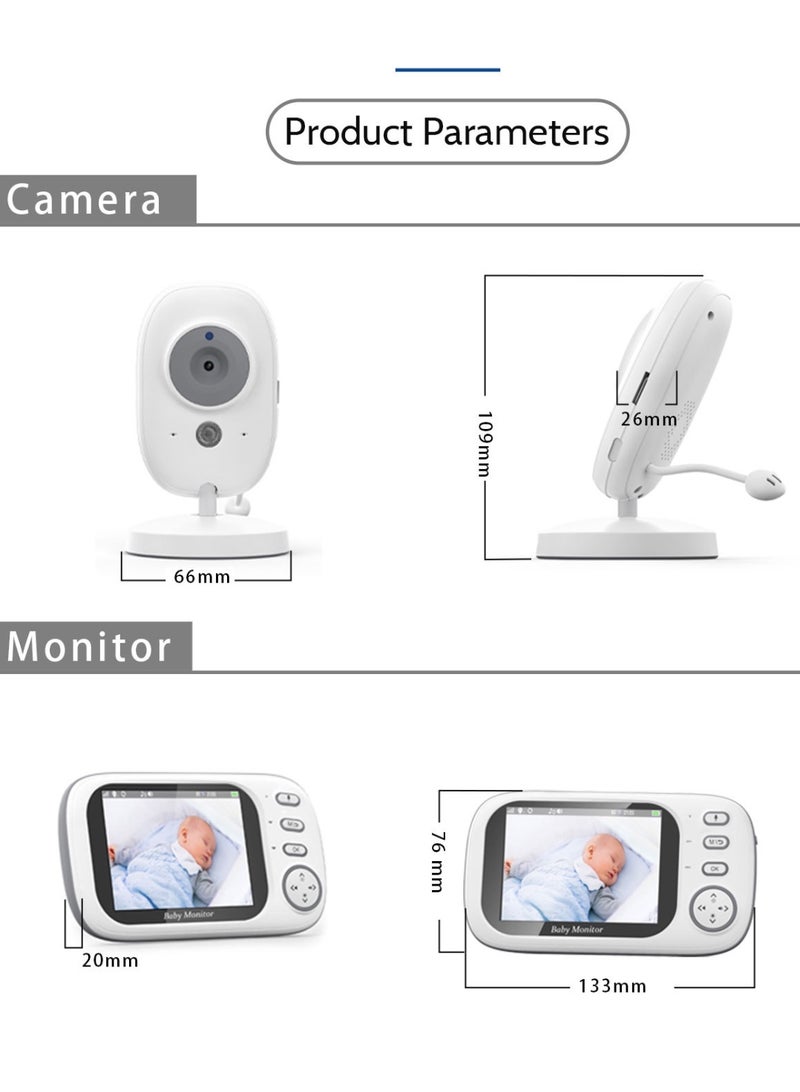 3.5 Inch LCD Display Baby Wireless Video Monitor With Night Vision, Room Temperature Monitoring  - Image 3