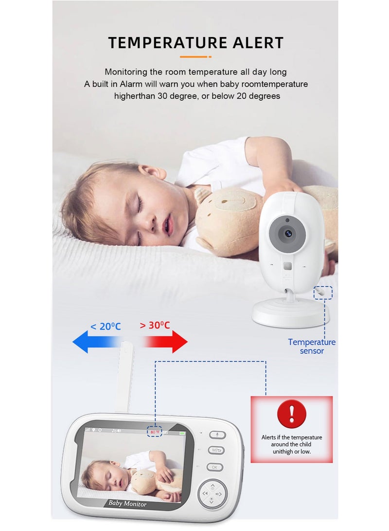 3.5 Inch LCD Display Baby Wireless Video Monitor With Night Vision, Room Temperature Monitoring  - Image 4