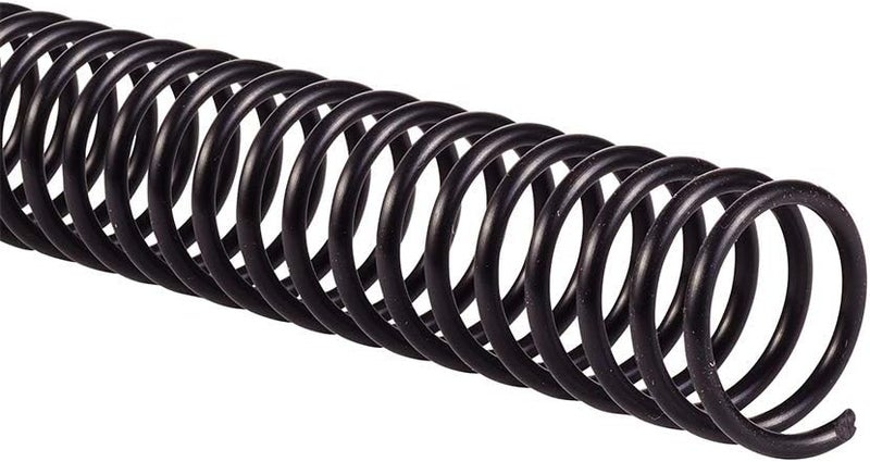 GBC Binding Spines/Spirals/Coils, 18mm, 140 Sheet Capacity, 4:1 Pitch, Color Coil, Black, 100 Pack (9665080) - Image 1