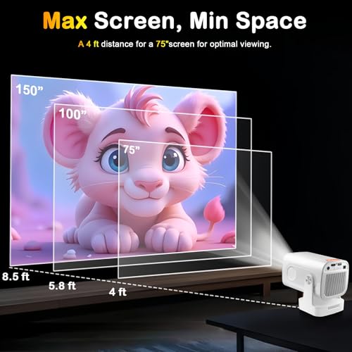 WOOPKER Upgraded HY260 Pro Mini Projector with WiFi and Bluetooth 5.4, Auto Focus/Keystone,Native 1080P Support for 4K,Air Mouse Remote,Android 11,Built in Apps,35"-150" Screen Video Projector - Image 5