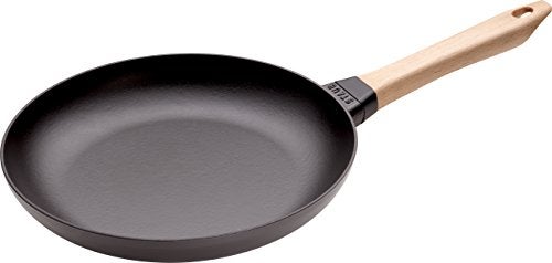 Staub Cast Iron Pan with Wooden Handle Suitable for Induction 28 cm Black