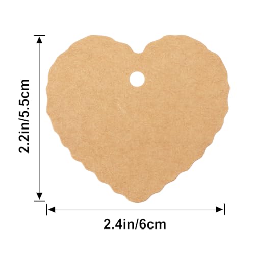 G2PLUS Kraft Paper Gift Tags with String, 100PCS Heart Gift Tags, Brown Blank Hang Tag, Valentines Heart Shaped Name Label Tag for Present Wrapping, Valentine, Wedding Party Favors - Image 2