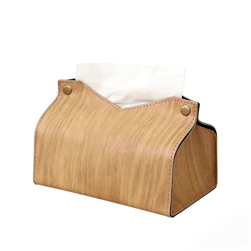 Outdoor Camping Tissue Box Premium Leather Wood Grain Quality Practical - Image 5