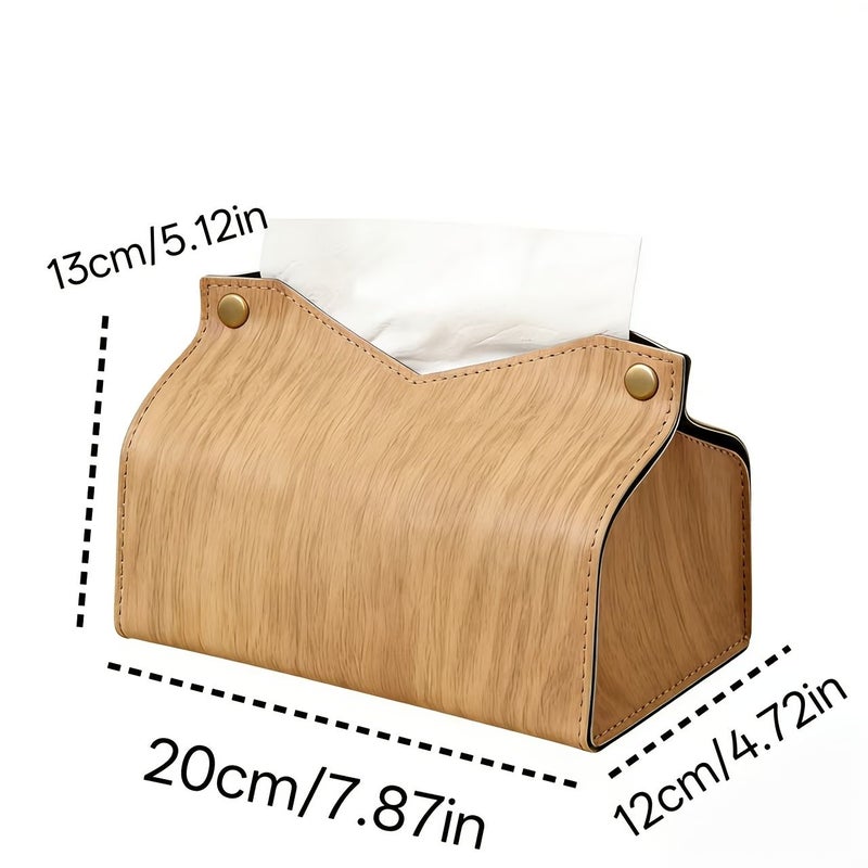 Outdoor Camping Tissue Box Premium Leather Wood Grain Quality Practical - Image 2