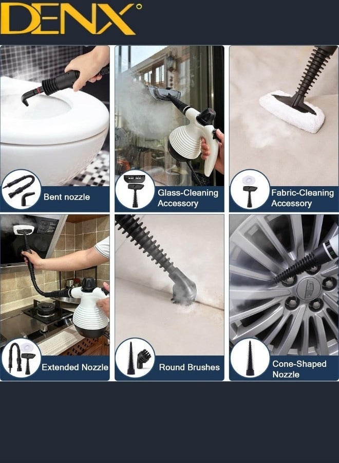 Denx High Pressure Steam Cleaner, Portable Mini Steam Cleaner for Home Kitchen Multifunction High Temperature Pressure with 9pcs Accessories for Kitchen Sofa Bathroom Car Window | 1200W | 350ml | DX2596 - Image 4