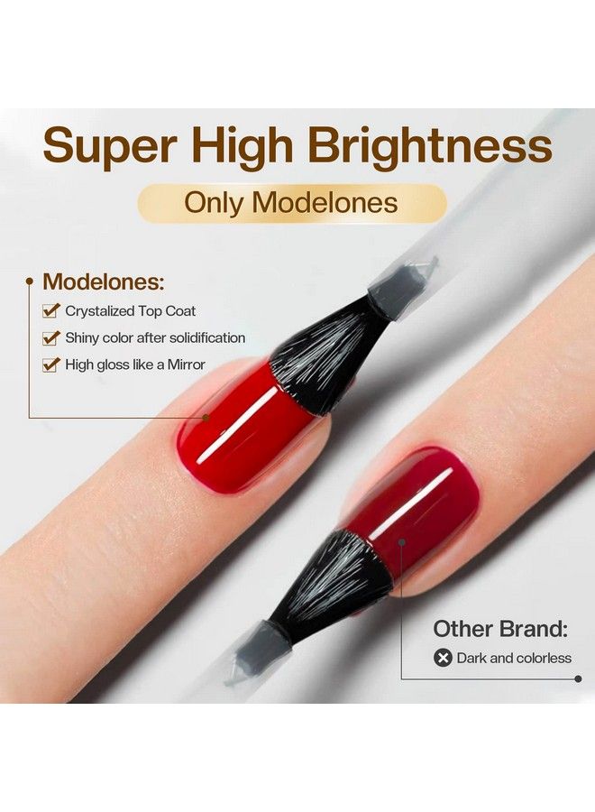 modelones Gel Top And Base Coat 2Pcs 15Ml No Wipe Gel Nail Polish Base And Top Coat Soak Off Led Nail Lamp Acid Free Gloss Clear Base Top Coat Gel Nail Starter Supplies Kit Long Lasting For 28 Days - Image 5