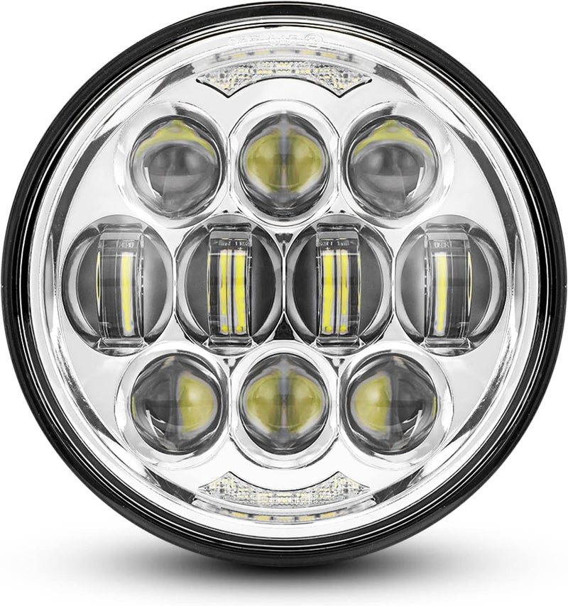 LX-LIGHT DOT Approved 80W 5-3/4" 5.75" Round LED Projection Headlight Compatible with Dyna Street Bob Super Wide Glide Low Rider Night Rod Train Softail Deuce Custom Sportster Iron 883,Silver - Image 1