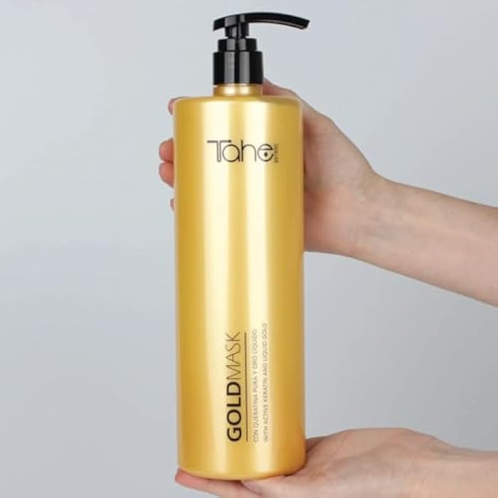 TAHE Keratin Gold Shampoo 1000ml, Mask 1000ml, Serum 30ml & Bio-Fluid Leave-In Conditioner 2 Phase (New Presentation) - Image 5