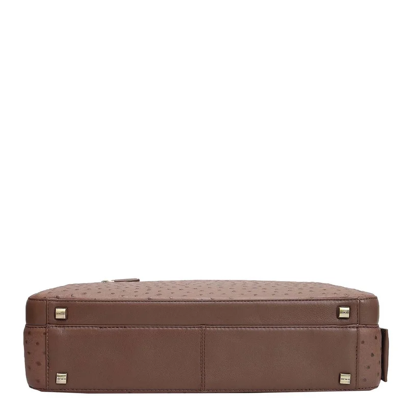 Da Milano  Ostrich Leather Laptop Bag - Mocha  | Best Price UAE