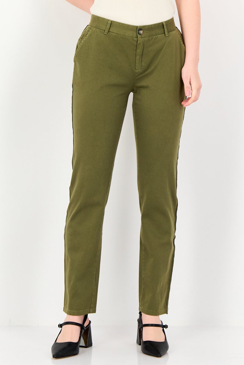 Reiko Women Chino Fit Metallic Straight Leg Pants, Multicolor - Image 1