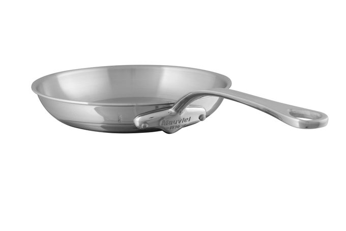 MCOOK 5PLY POLISHED STAINLESS STEEL FRYING PAN WITH CAST STAINLESS STEEL HANDLE 118IN MADE IN FRANCE