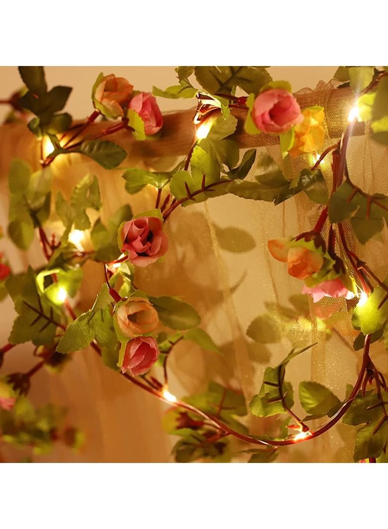 Y&D LED pink flower lights, courtyard decoration, decorative atmosphere light string, 2 meters,20 lights  - Image 1
