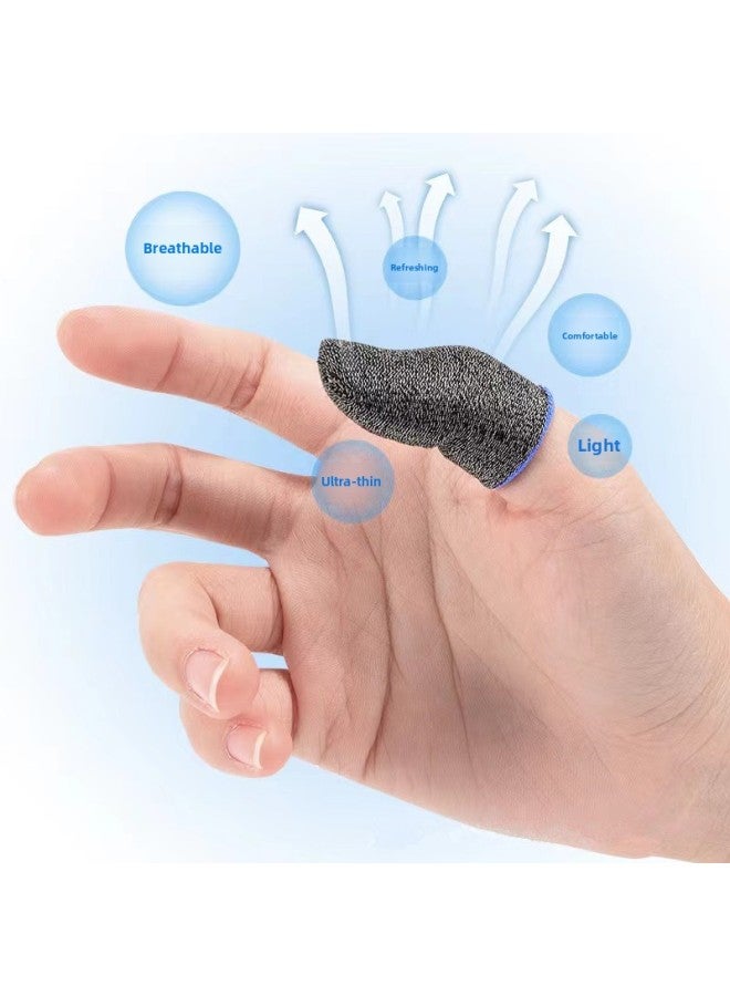 E-sports Special Eating Chicken Finger Gloves Game Gloves Anti-sweat Professional Special Glory Peace Elite Thumb Gloves Ultra-thin-Product Color:E-sports Version Silver Fiber [black] [2 Pieces]  - Image 4