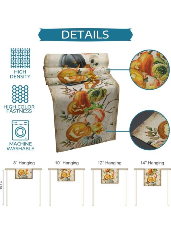 Rectangle Table Runner -Featuring Happy Festival Pumpkins, Spider Web Cats, and Black Holiday Decor for Dining, Kitchen, and Outdoor Tables - Image 4